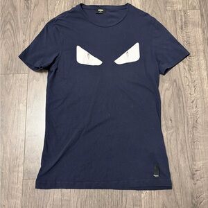Fendi Navy Short-Sleeve Tee with White Graphic Eyes